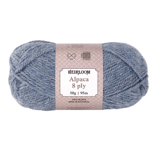 Heirloom Alpaca 8ply 50g Greyblue Heather