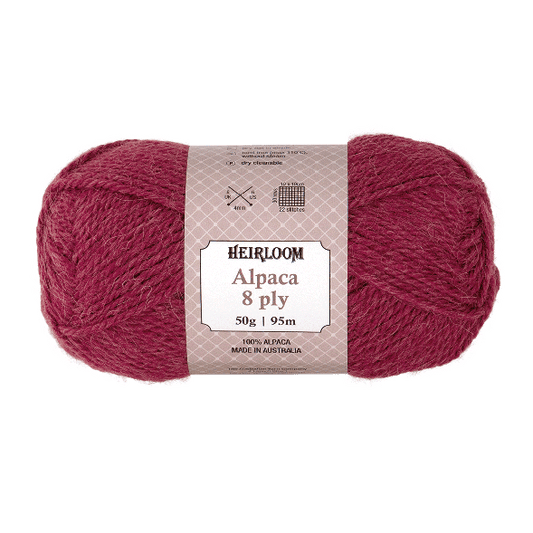 Heirloom Alpaca 8ply 50g Blood Moon