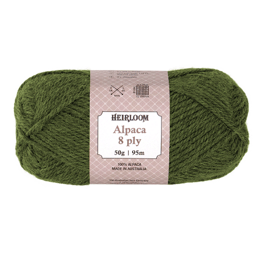 Heirloom Alpaca 8ply 50g Moss Green
