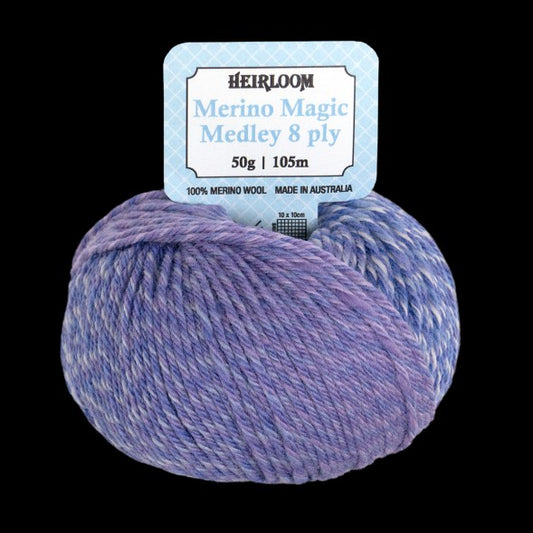 MERINO MAGIC MEDLEY 8Ply 50g LAVENDER FIELD