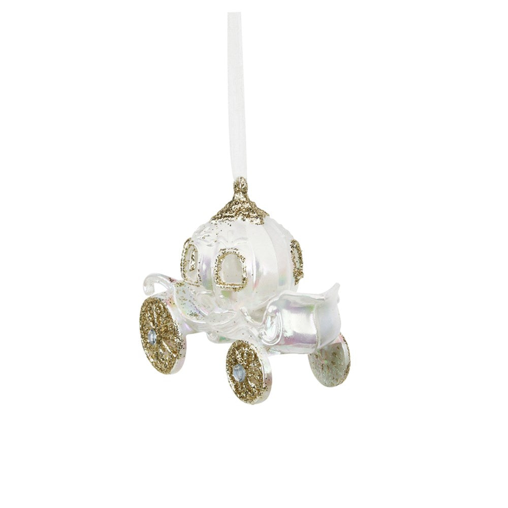 White & Champagne Princess Carriage Ornament 11.5x9.5x5.8cm