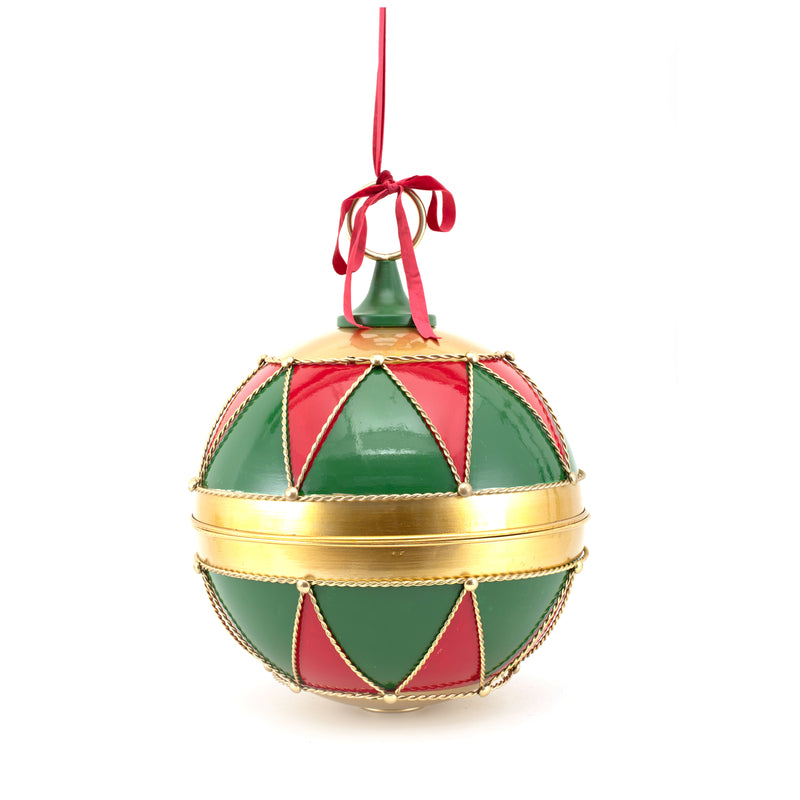 40cm Red Green Gold Antique Finish Metal Bauble Bell