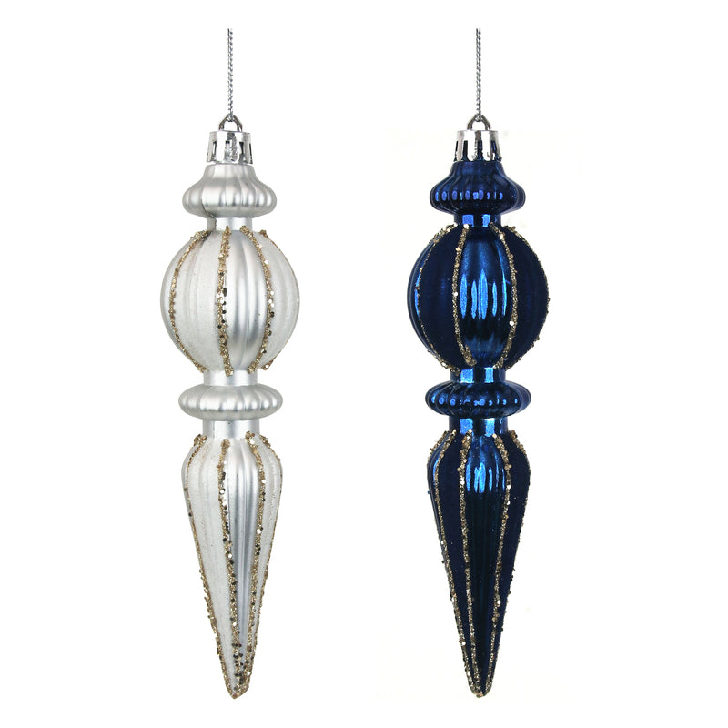 2A 16cm Silver & Royale Blue Finials