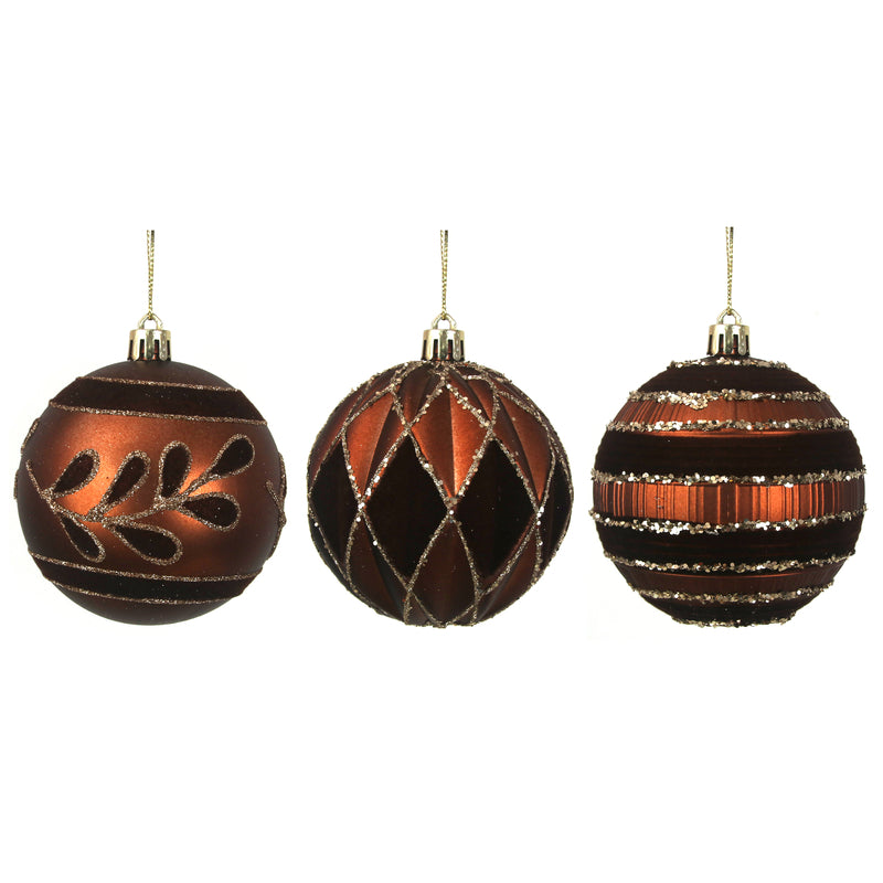3A 8cm Chestnut Handpainted Baubles In Black Pdq