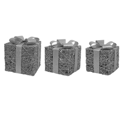 S3 Led Light Up Gift Boxes Silver 15cm 20cm 25cm-2Xaa Battery
