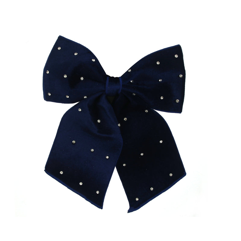 30X35cm Royale Blue Velvet Bow W/Crystals