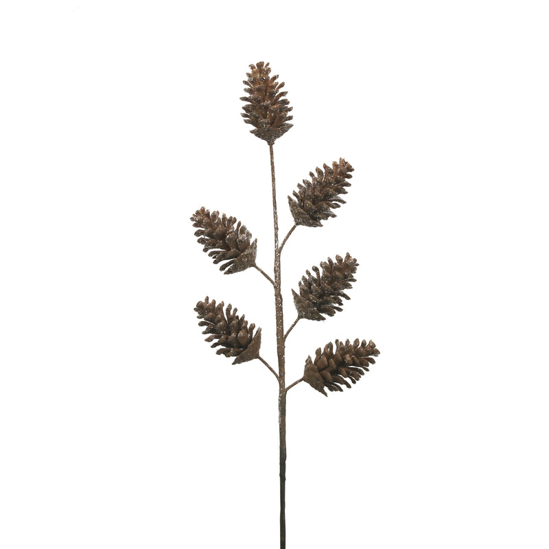 61cm 6 Head Real Look Pinecone Stem