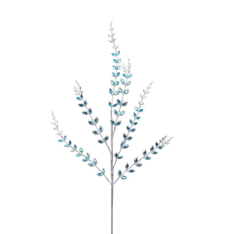 76cm Silver Glitter Stem W/Blue Gems