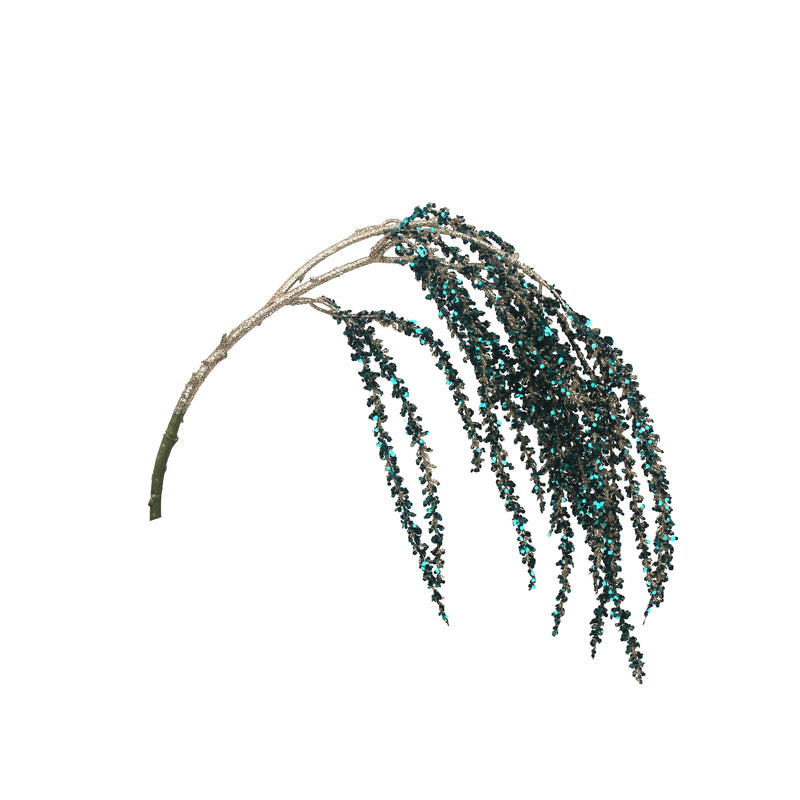79cm Weeping Willow Silver Glitter W/Forest Beads