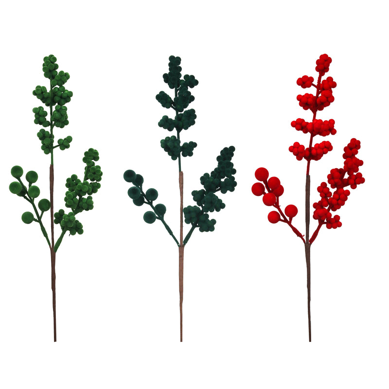 3A 35cm Berry Stem Forest Green Red Sage Green