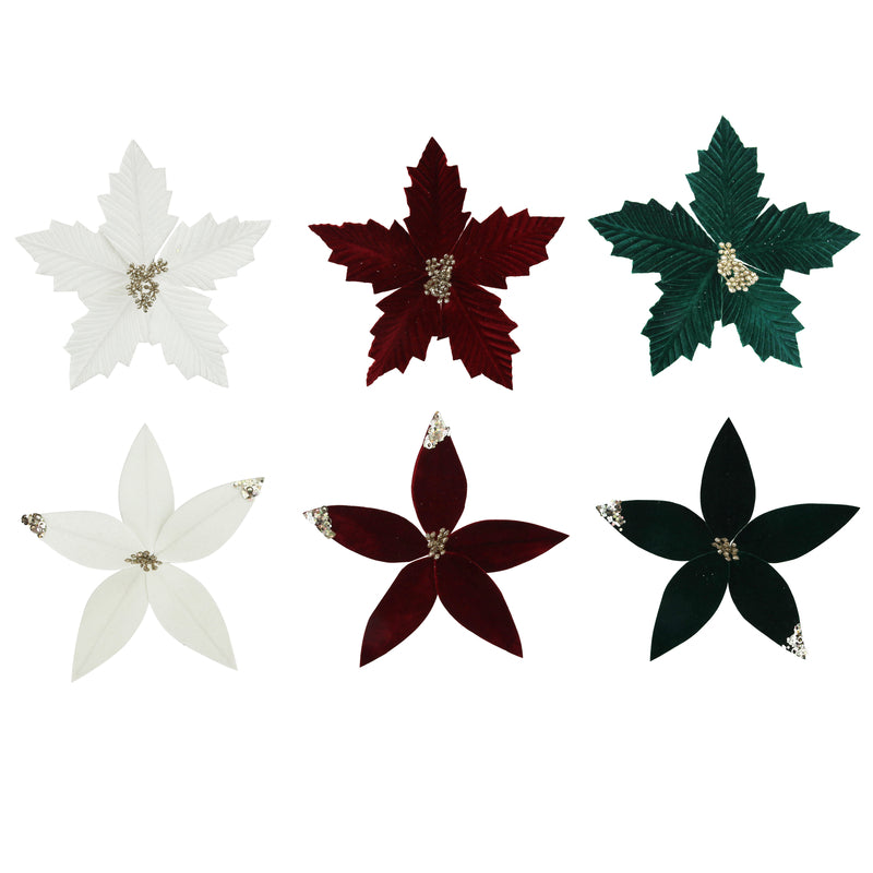 6A 25cm Hibiscus & Poinsettia Ivory Emerald Green Burgundy