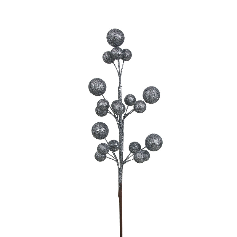 42cm Gunmetal Glitter Balls On Pick