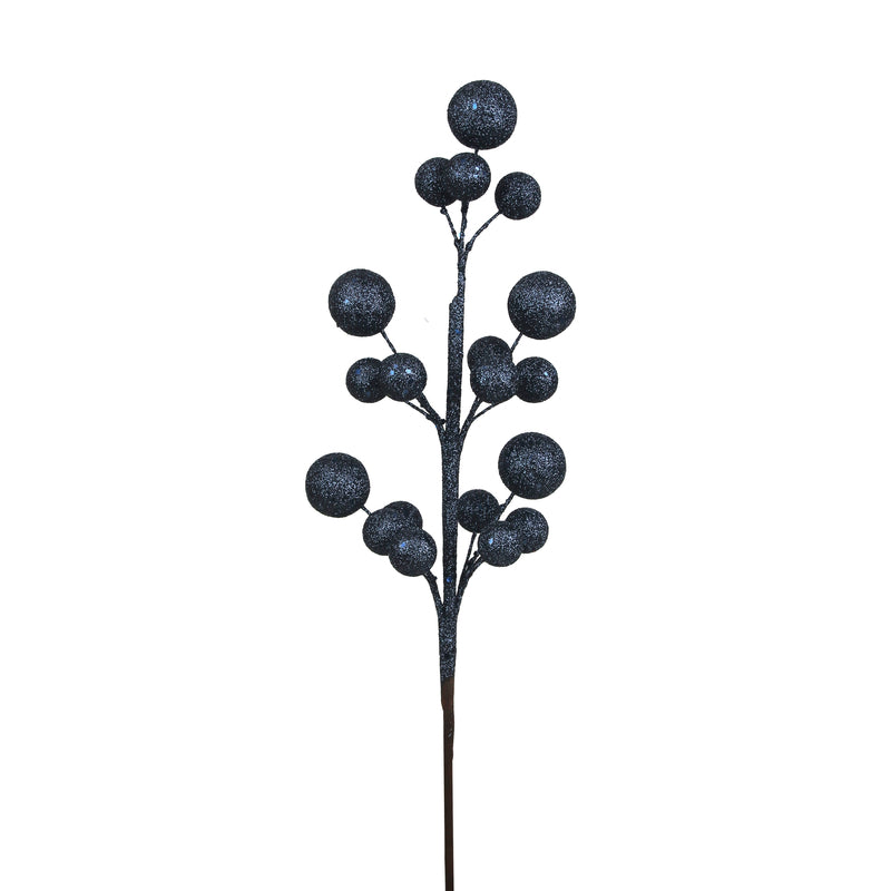 42cm Navy Blue Glitter Balls On Pick