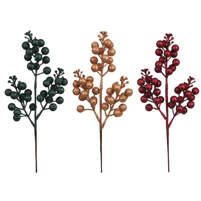 3A 32cm Glitter Berry Pick Rosegold Burgundy Forest Green