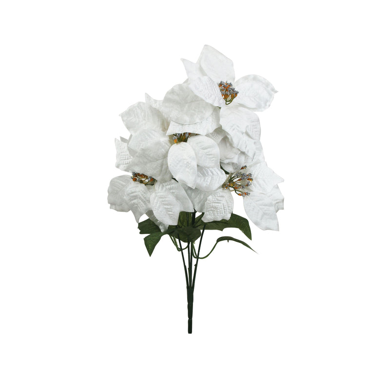 30cm 5Head Ivory Poinsettia Bunch