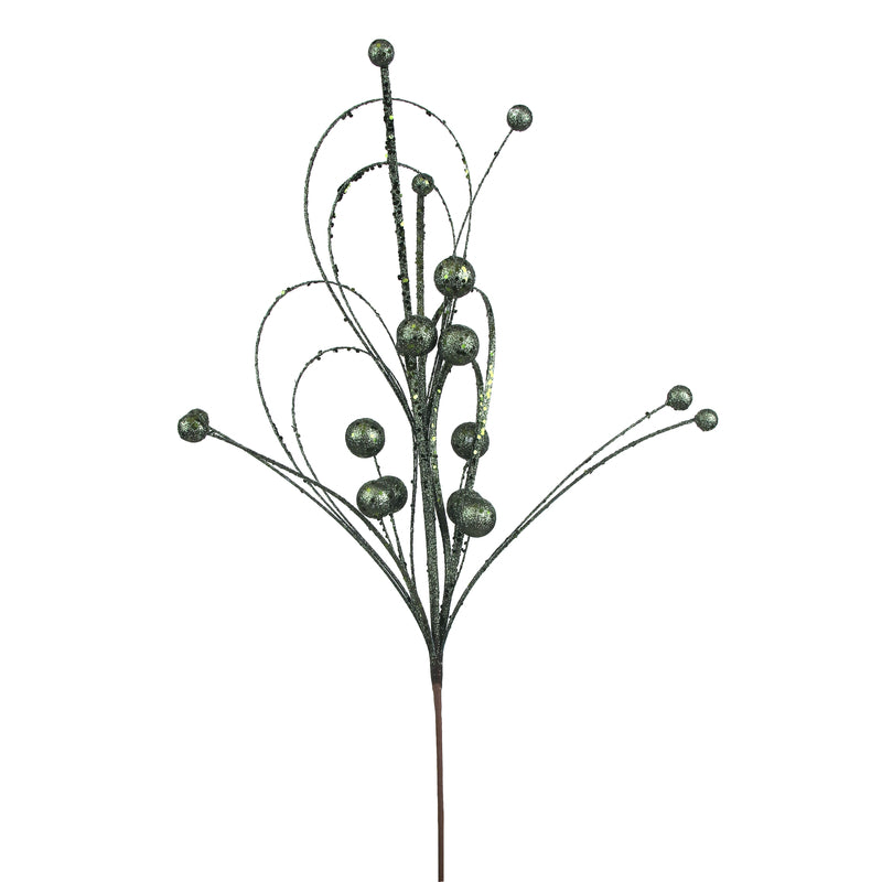 66cm Sage Glitter Ball & Loop Stem