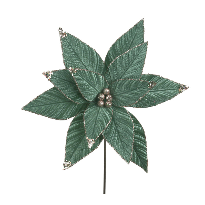 41cm Sage Velvet Poinsettia