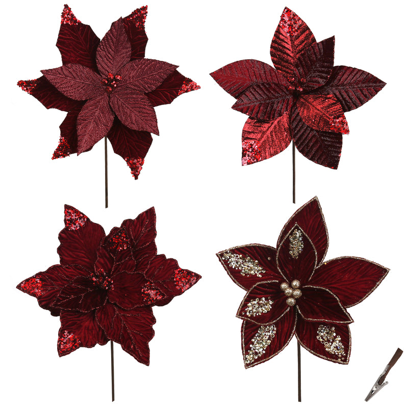 4A Mulled & Merry Poinsettia Burgundy Velvet 33-25cm