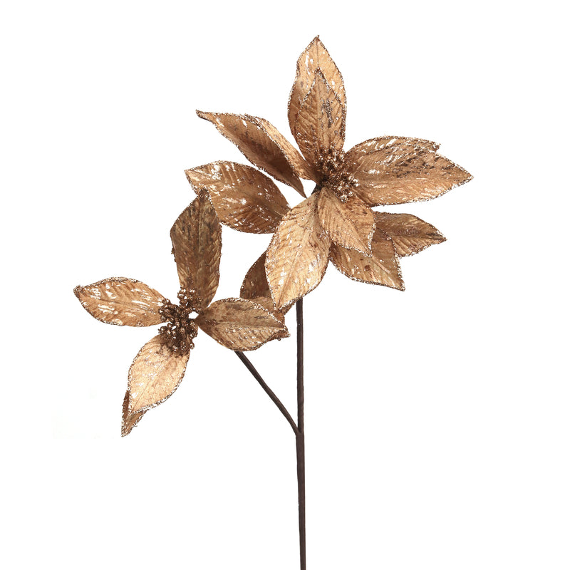 65cm Coffee 2Head Poinsettia