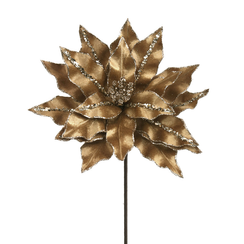 30cm Iced Coffee Poinsettia W/Glitter Details 50cm Stem