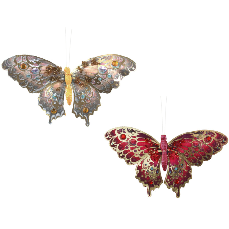 2A 19X11cm Butterflies Champagne & Burgundy