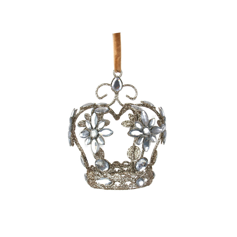 9X11cm Crystal Crown W/Champagne Glitter