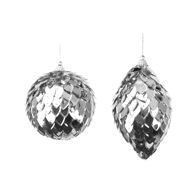 2A 10cm & 12cm Silver Scale Finish Ball & Finial