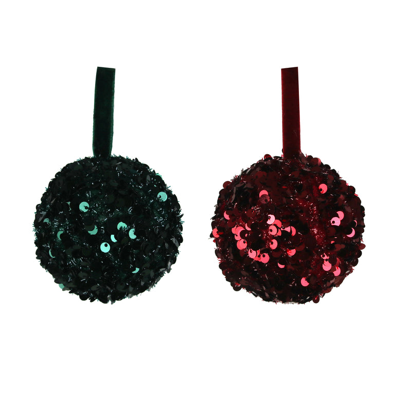 2A 8cm Sequin Balls Burgundy & Emerald