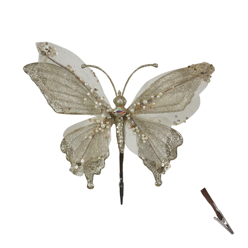 25X28cm Champagne Butterfly W/Clip