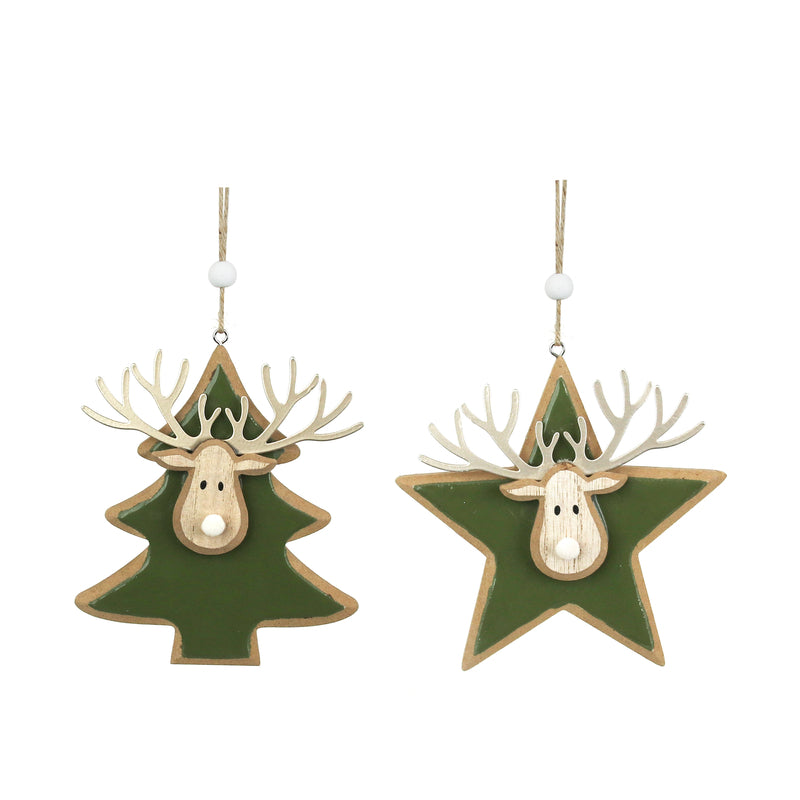2A 14cm Mdf Tree & Star Decoration