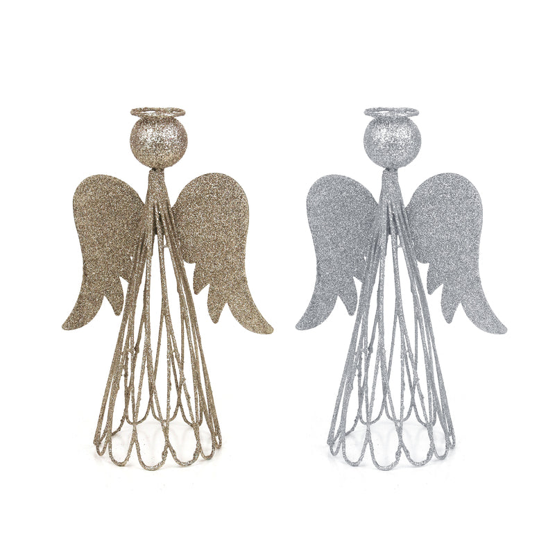 2A 25cm Silver & Champagne Glitter Angel