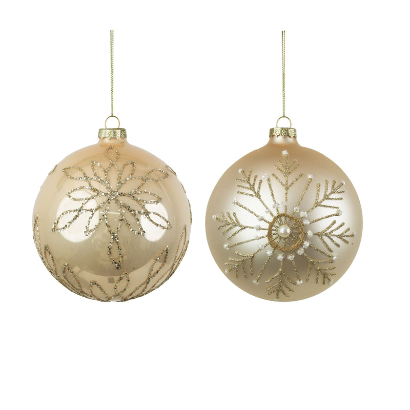 2A 12cm Champagne Glass Bauble W/Handpainted Details