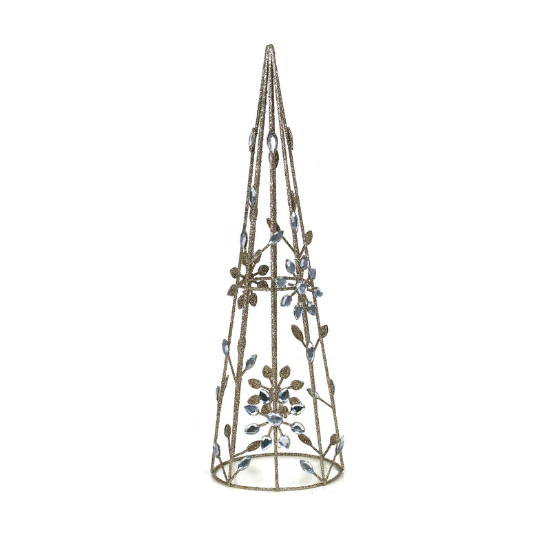 12X40cm Metal Champagne Glitter Tree W/Acrylic Gems