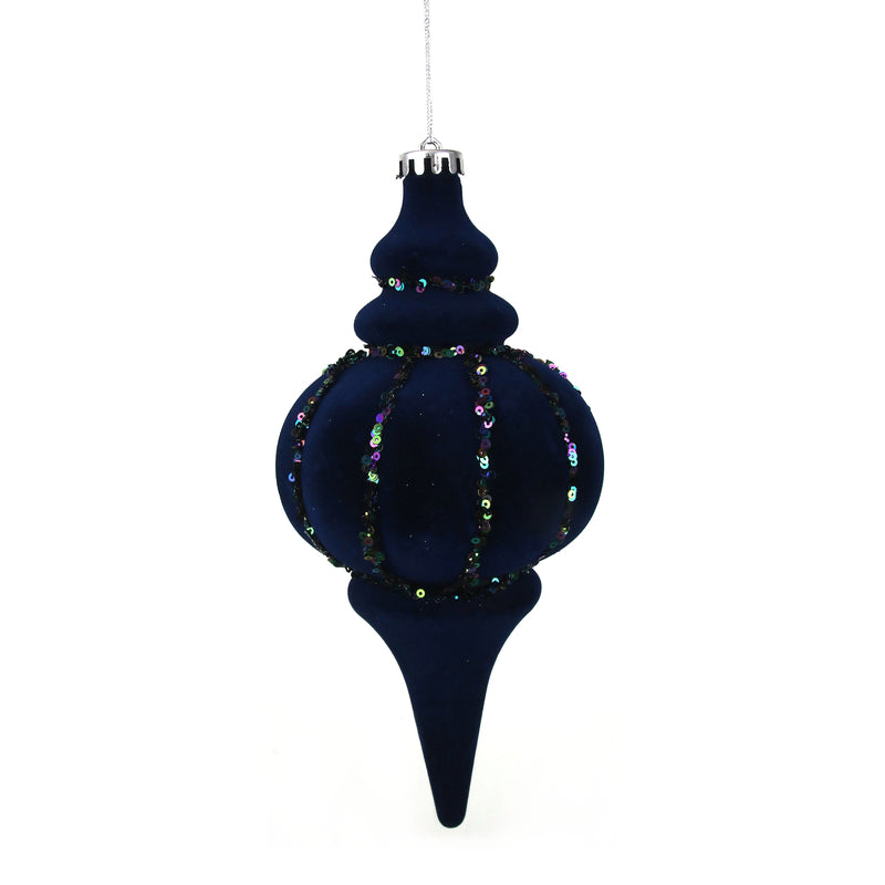 25X12cm Navy Flocked Finial