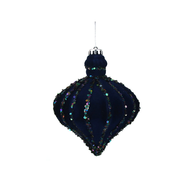 20X15cm Navy Flocked Finial