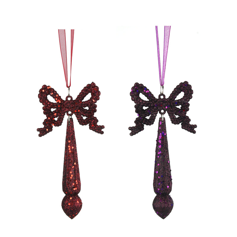 2A 16cm Acrylic Bow W/Drop Cherry Red Cabernet