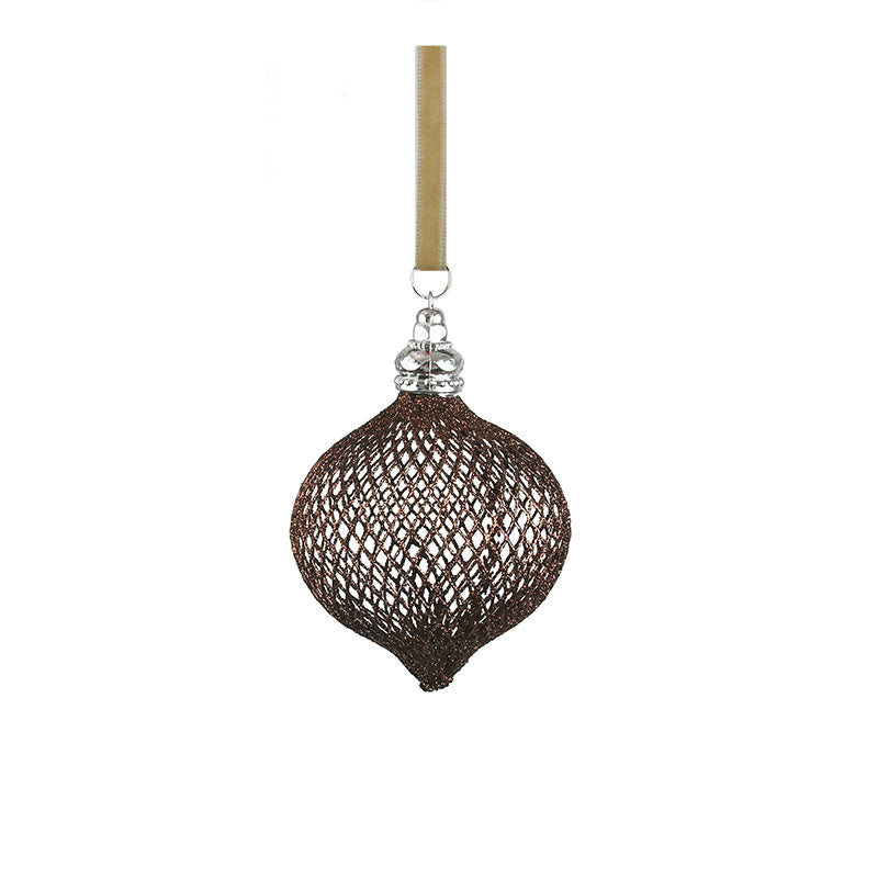 8cm Mesh Copper Glitter Onion Tree Deco