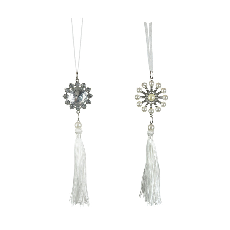 2A 18cm White Tree Decos W/Tassel