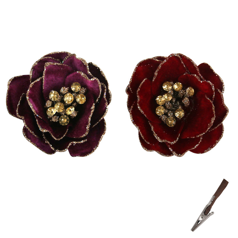 2A 12cm Cherry Red & Plum Mini Magnolia W/Clip
