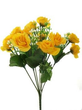 Mini Rose Bunch 32cm Yellow