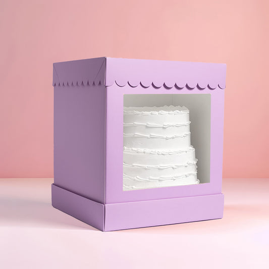 10 X 10 X 12 Tall Scalloped Cake Box - Pastel Lilac