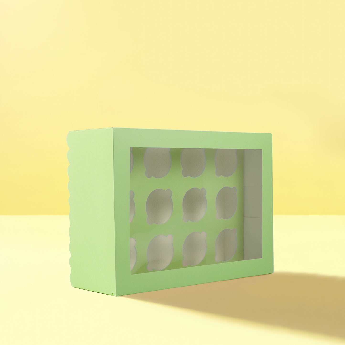 Papyrus Scalloped Tall Cupcake Box  (12 Hole) - Pastel Green