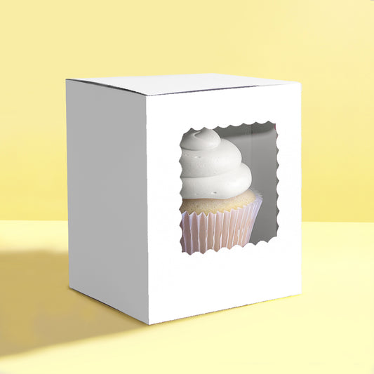 Scalloped Single Cupcake Box (Pack Of 6) - White