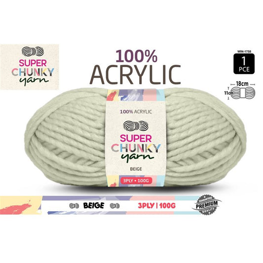 Super Chunky Yarn 3ply 50g Beige