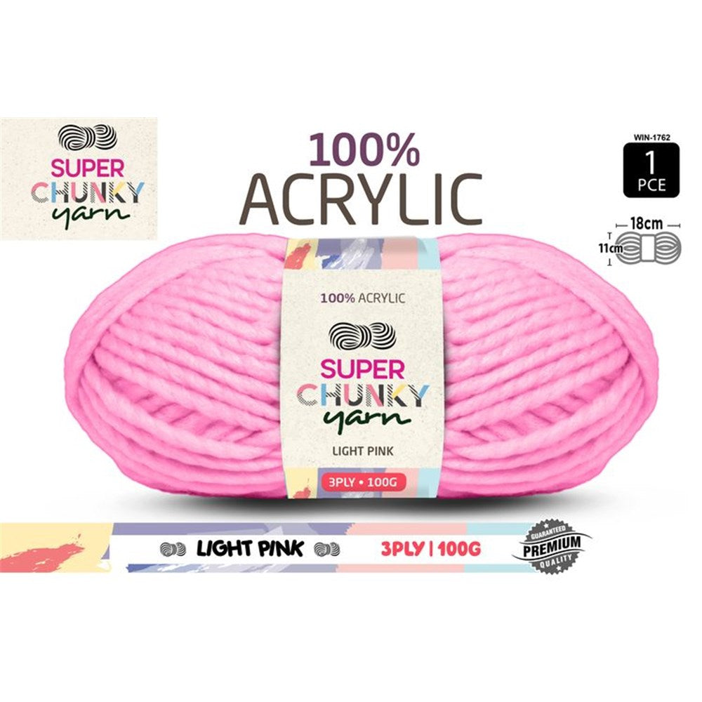 Super Chunky Yarn 3ply 50g Light Pink
