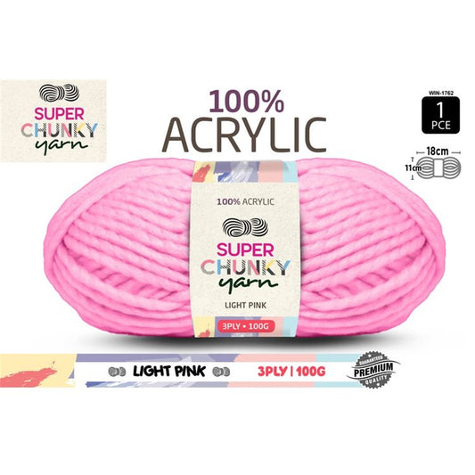 Super Chunky Yarn 3ply 50g Light Pink