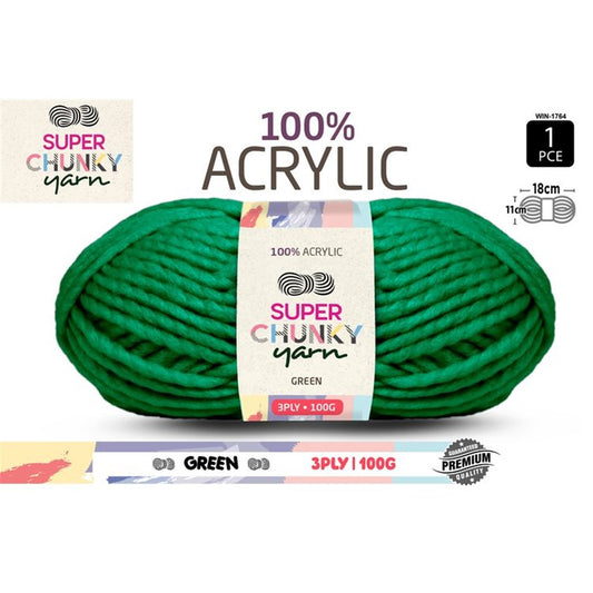 Super Chunky Knitting Yarn 100g Green