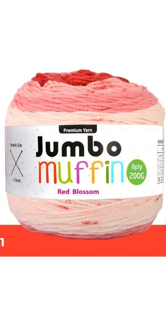 Muffin Yarn 8ply 200g Red Blossom