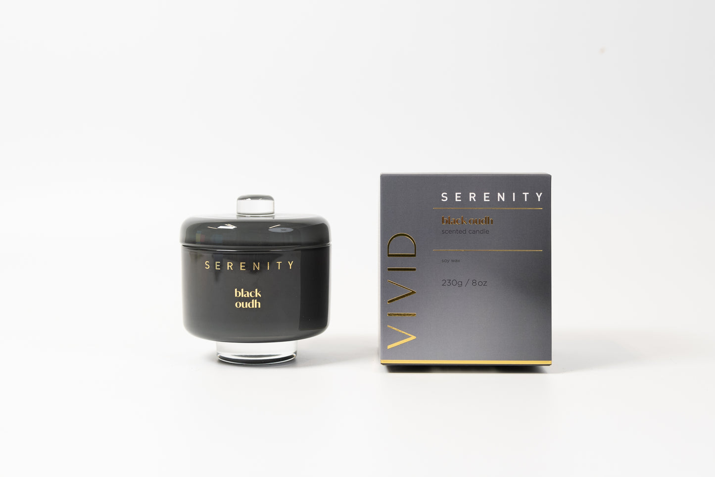 Serenity Vivid Candle 230g Black Oudh
