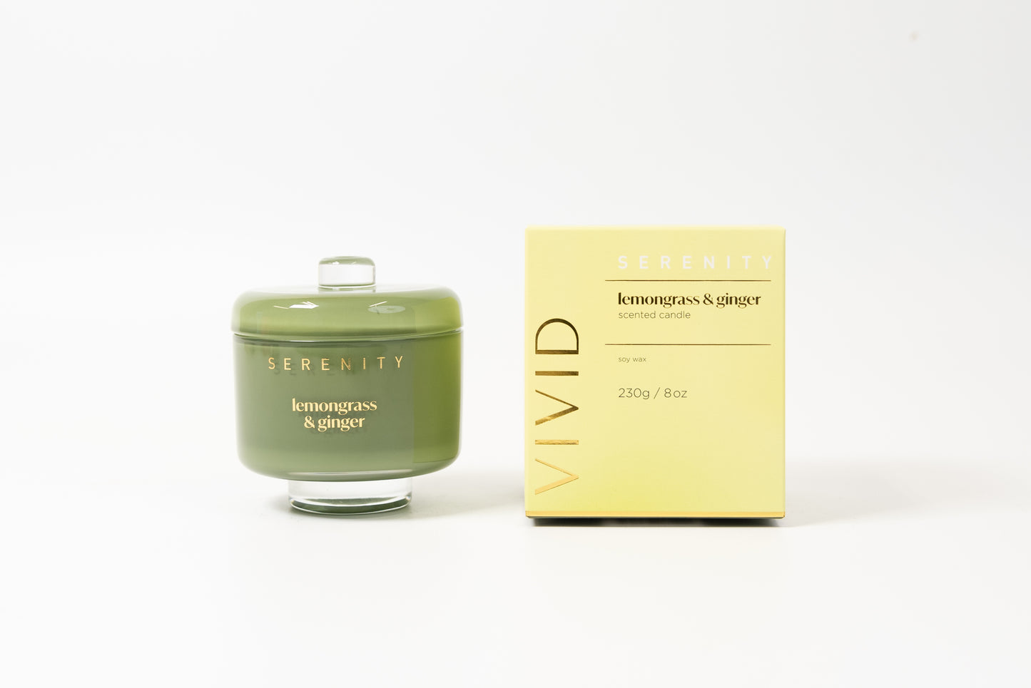 Serenity Vivid Candle 230g Lemongrass and Ginger